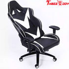 Czarno-białe krzesło z wysokim oparciem, ergonomiczne krzesło do gier