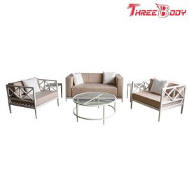 Chiny 4-osobowy stolik na zewnątrz i krzesła, biała rama Aluminiowa sofa na hotel Patio fabryka