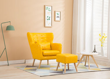 Salon tkanina drewniana sofa Ming żółty kolor z gąbką o dużej gęstości