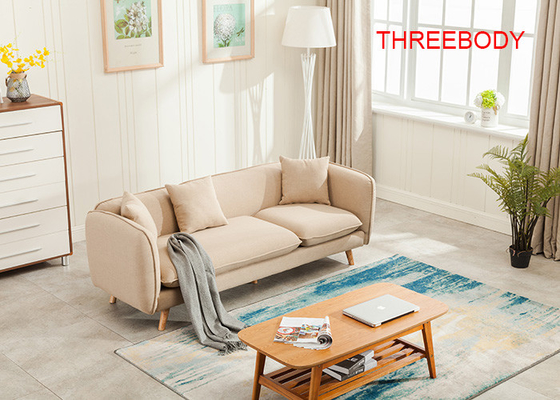 Home 3 Seat Living Room Fabric Sofas Comfortable In Light Skin Colour