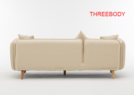 Home 3 Seat Living Room Fabric Sofas Comfortable In Light Skin Colour
