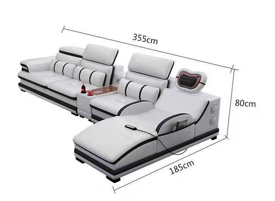 En's Fun Modern Simple Multi-Functional Leather Massage Sofa Combination For Living Room 354*101*83CM