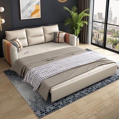 Jieshun Furniture Double Retractable Folding Dual-Purpose Multi-Functional Living Room Sofa Bed